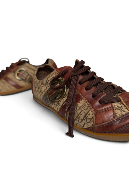 Dior Vintage Monogram Buckle Sneaker Leather/Canvas Brown (39)