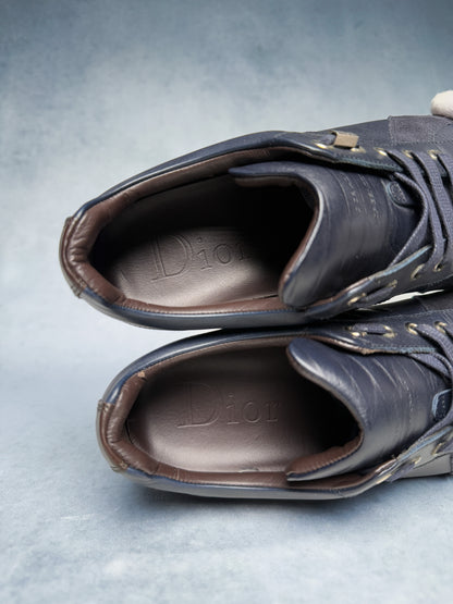 Dior Homme Sneakers Leather/Suede Navy and Brown (42)