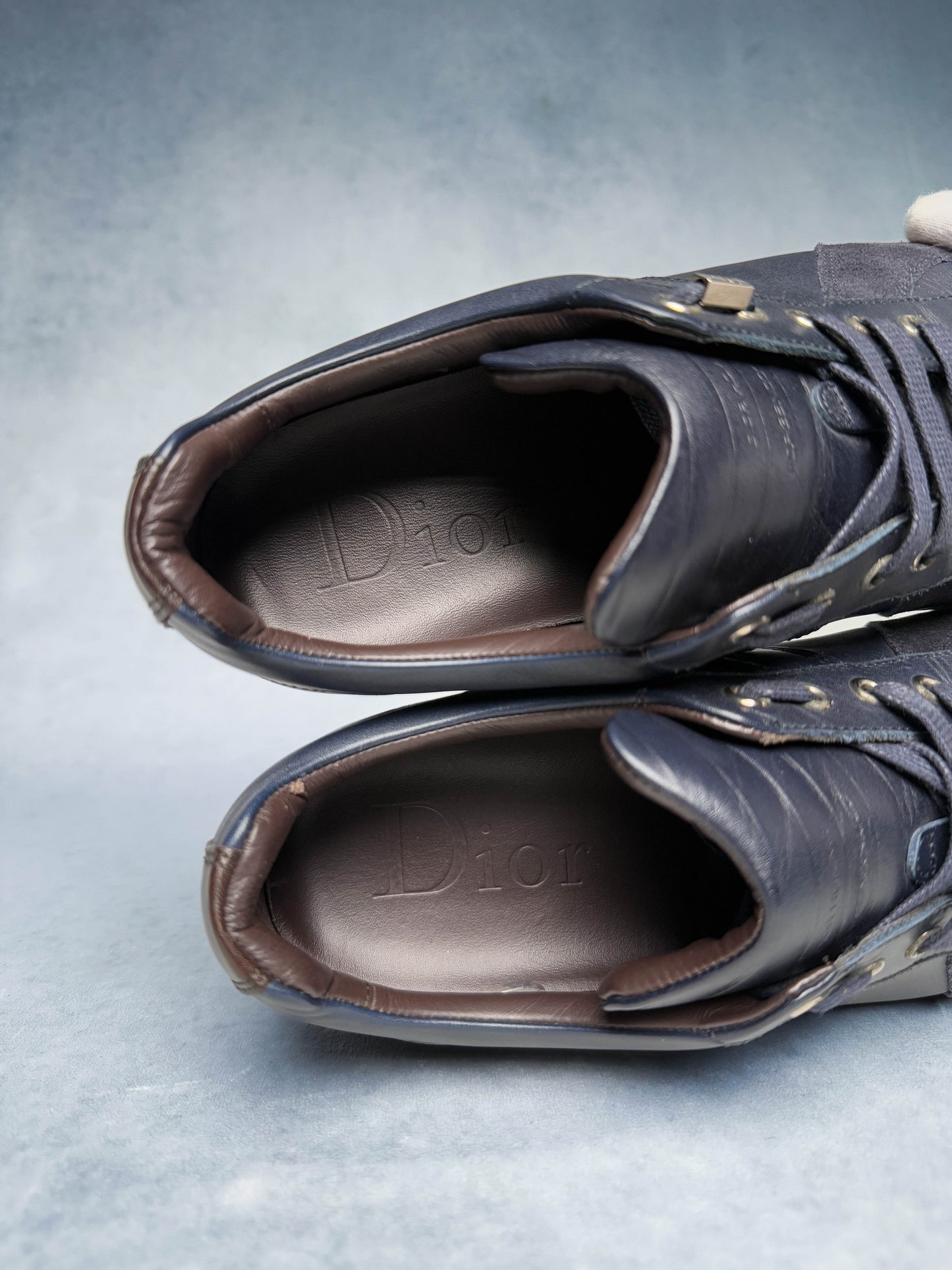 Dior Homme Sneakers Leather/Suede Navy and Brown (42)