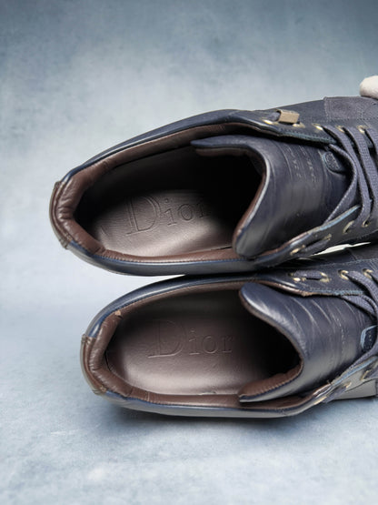 Dior Homme Sneakers Leather/Suede Navy and Brown (42)