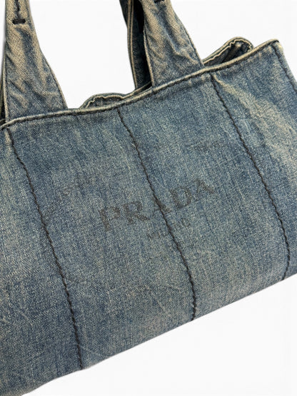 Prada Canapa Denim Tote Bag