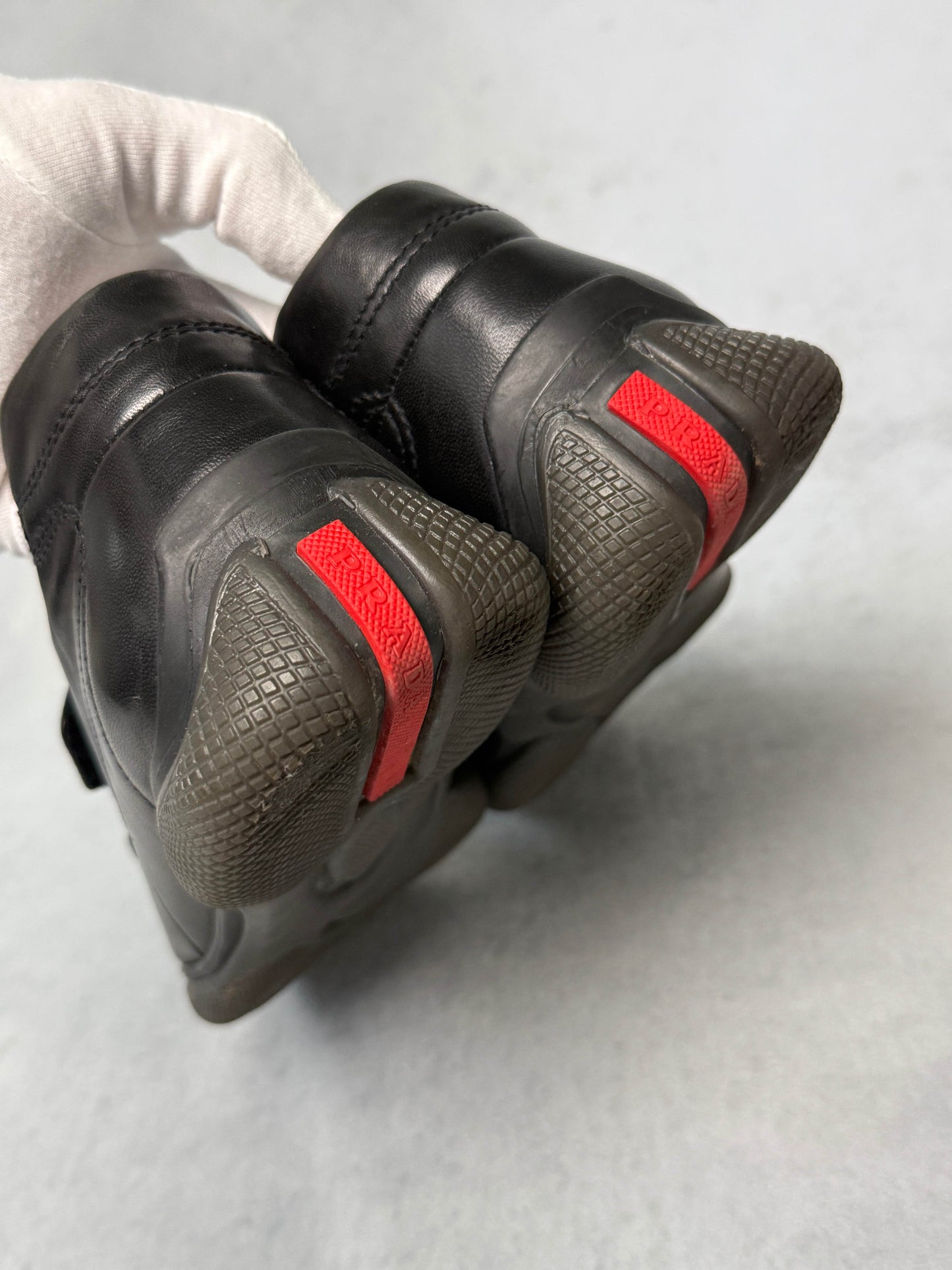 Prada Sport Vintage Trainer Black Leather (44)