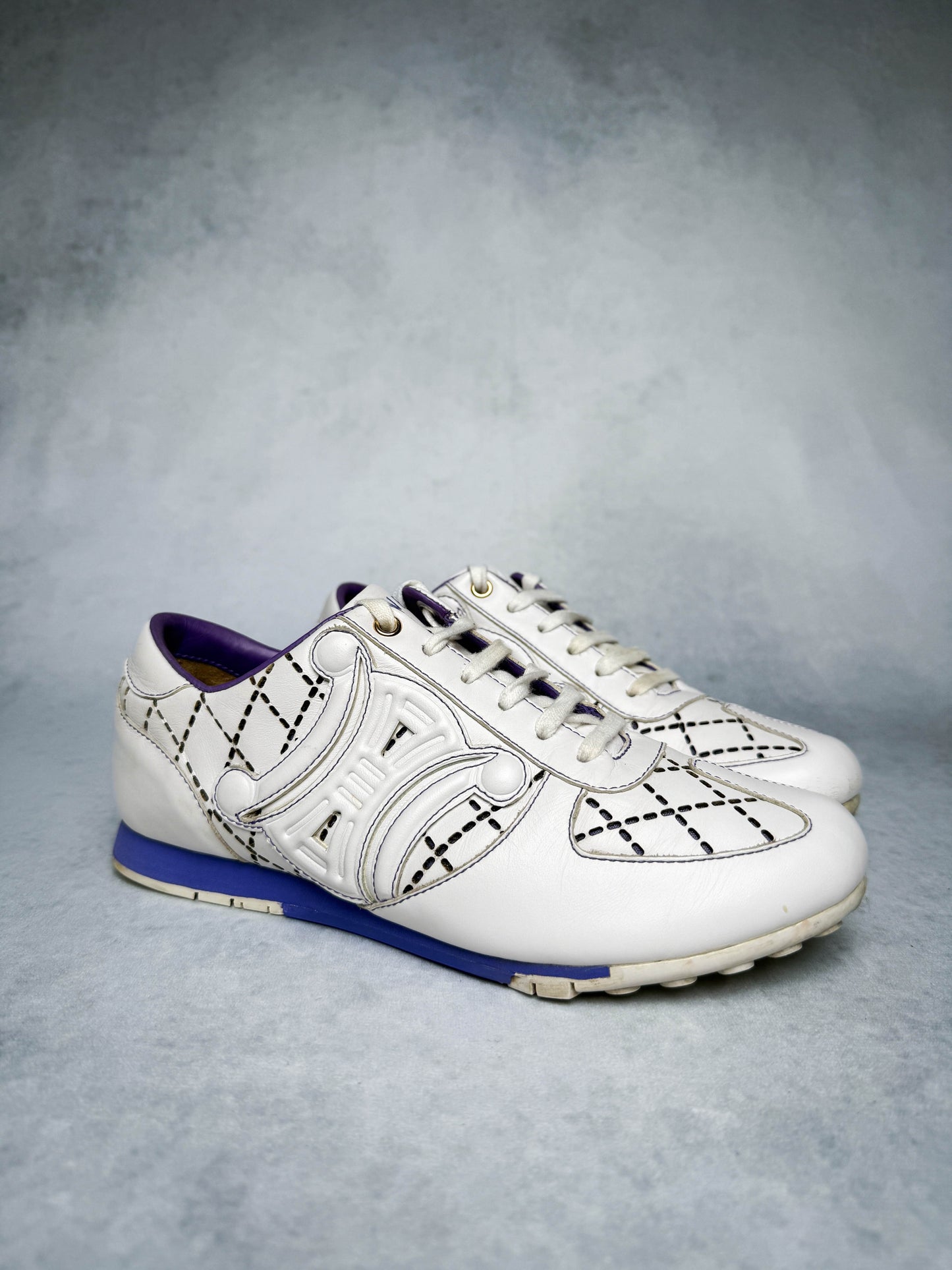 Celine Vintage Triomphe Sneaker White/Blue/Purple (37)