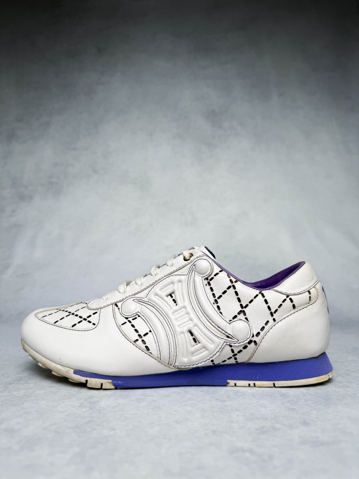 Celine Vintage Triomphe Sneaker White/Blue/Purple (37)