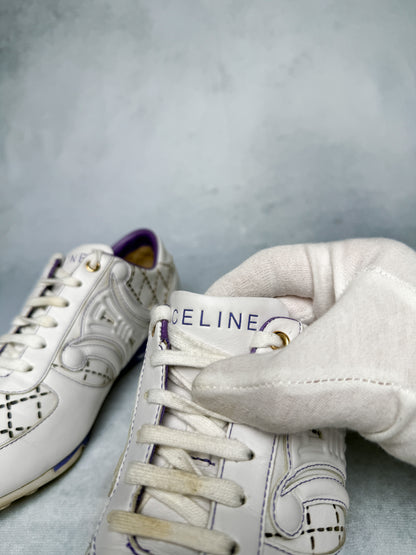 Celine Vintage Triomphe Sneaker White/Blue/Purple (37)