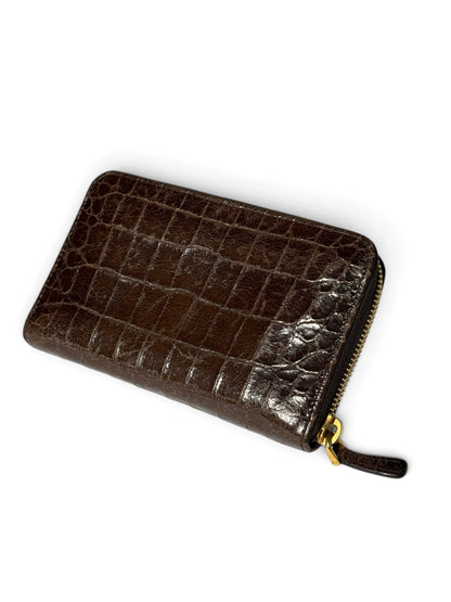 Miu Miu Cocco Lux Zip Wallet Brown