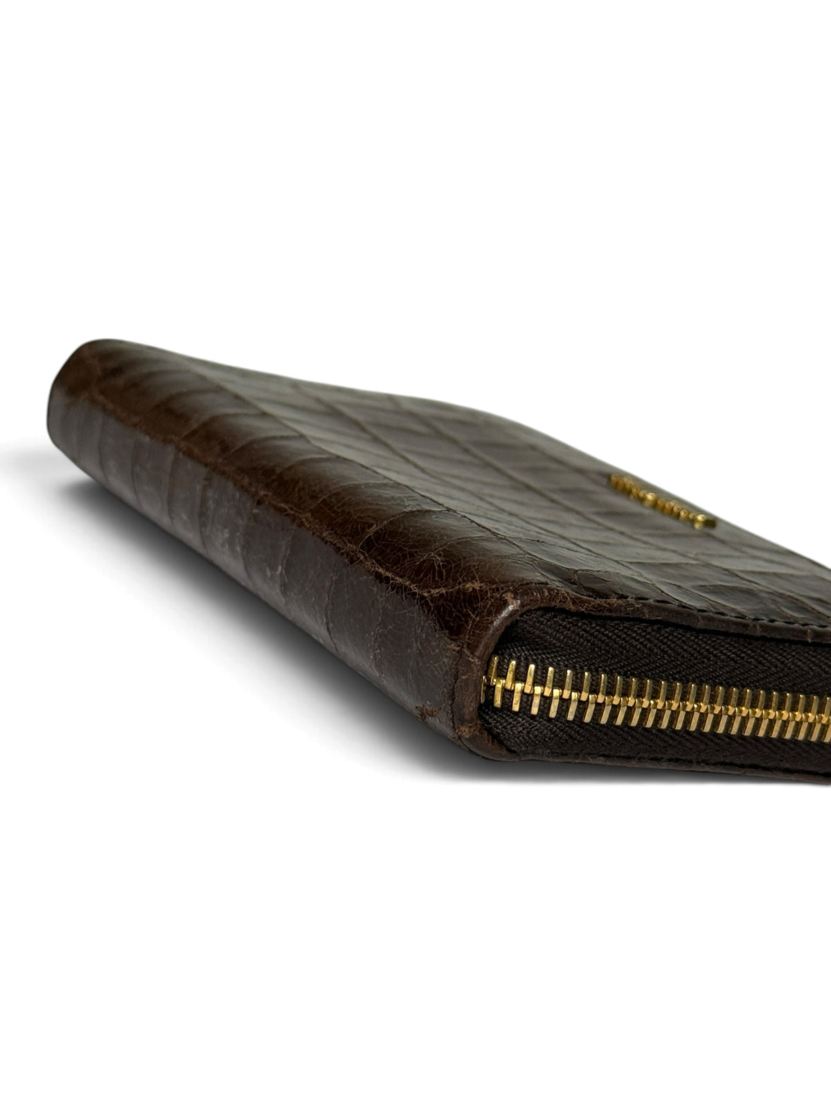 Miu Miu Cocco Lux Zip Wallet Brown