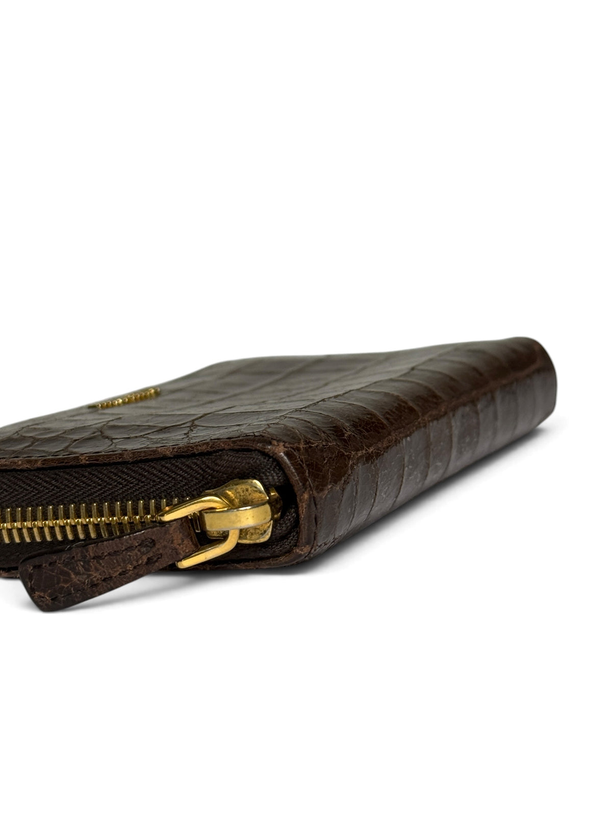 Miu Miu Cocco Lux Zip Wallet Brown