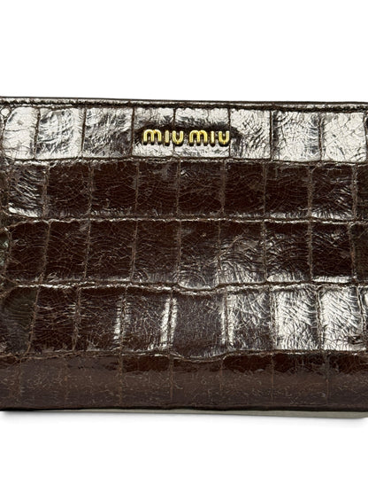 Miu Miu Cocco Lux Zip Wallet Brown