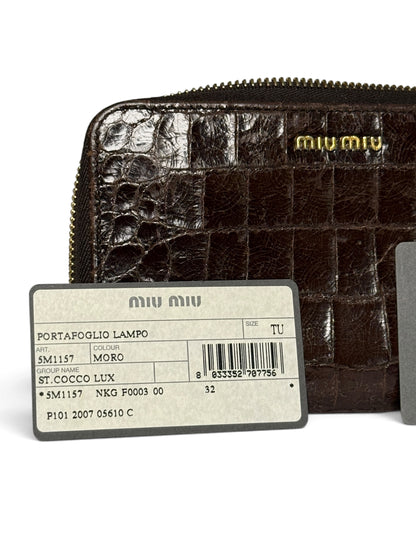 Miu Miu Cocco Lux Zip Wallet Brown
