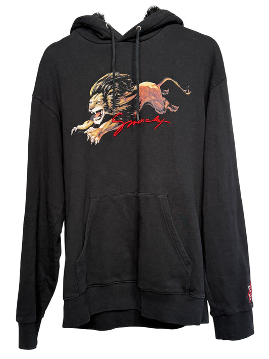Givenchy Lion Embroidered Hoodie with Faux Fur (L)