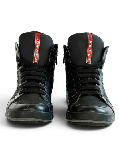 Prada Retro Hightops Black Fabric/Leather (44)