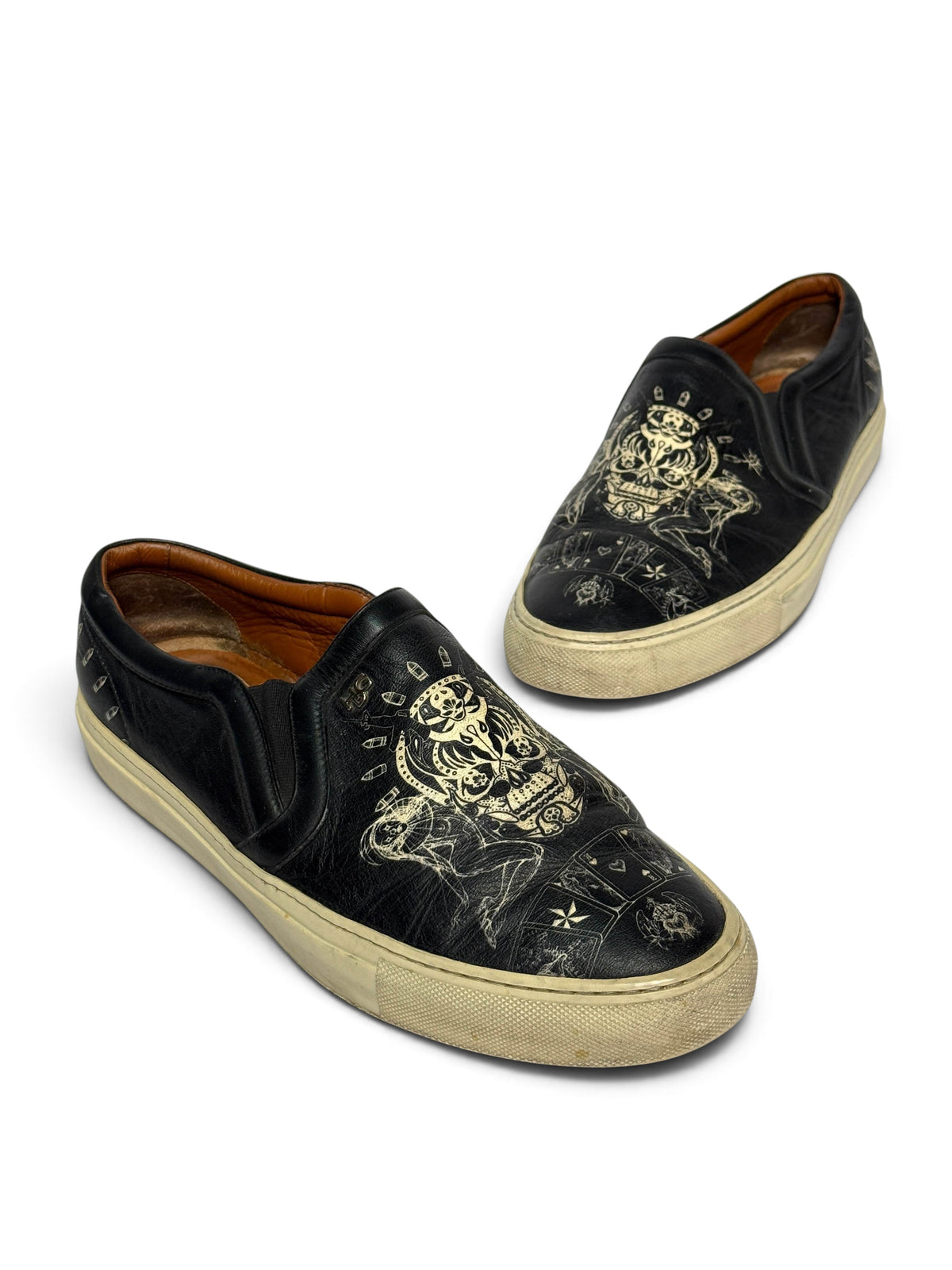 Givenchy Leather Skull Tattoo Slip-On Sneakers (43)