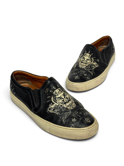Givenchy Leather Skull Tattoo Slip-On Sneakers (43)