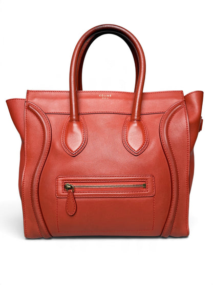 Celine Mini Luggage Leather Handbag Red
