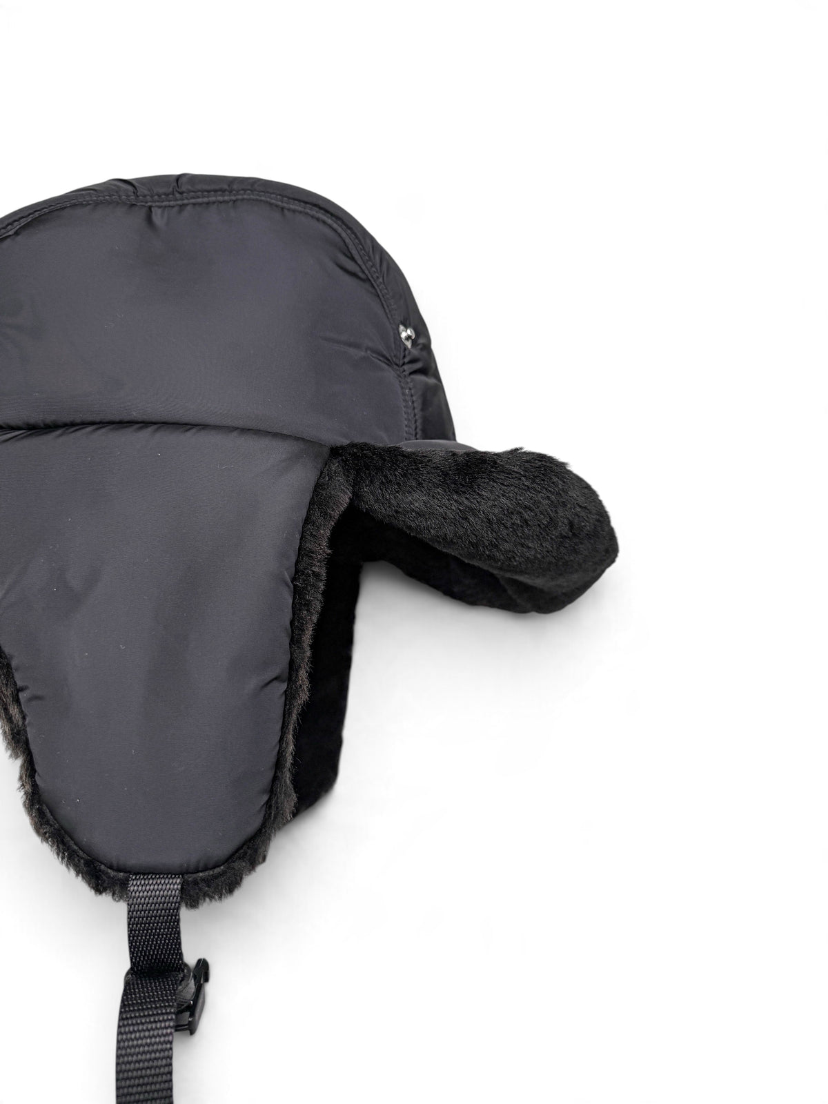 Prada Logo Shield Trapper Hat Nylon/Fur