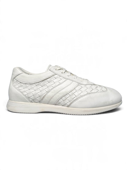 Bottega Veneta Intrecciato Leather Sneaker White