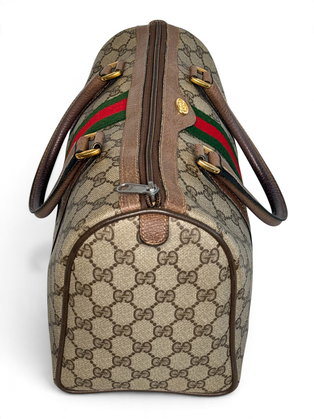 Gucci Vintage 70's Boston Handbag Canvas GG