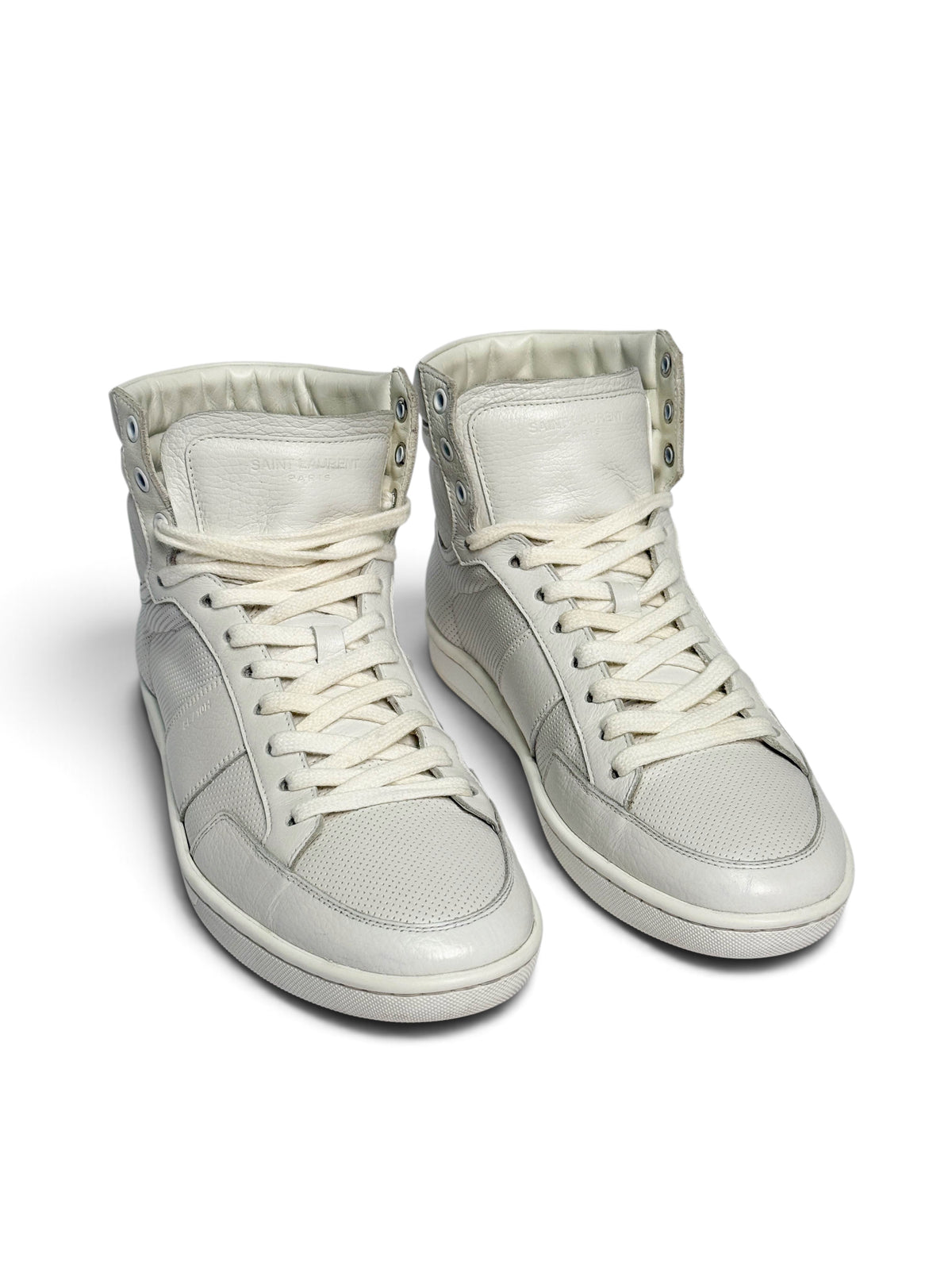 Saint Laurent SL/10H Hightop White Perforated Leather (42)