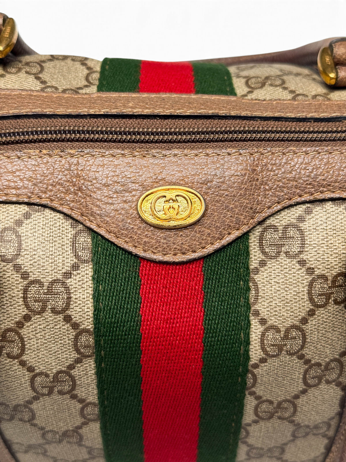 Gucci Vintage 70's Boston Handbag Canvas GG