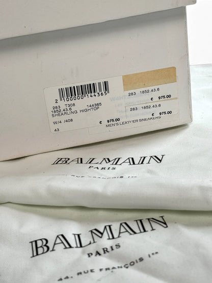 Balmain Shearling/Leather Strap High-Tops Olive (44)