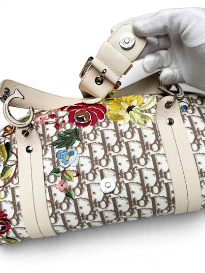 Dior 2005 Diorissimo Floral Embroidered Trotter Bag