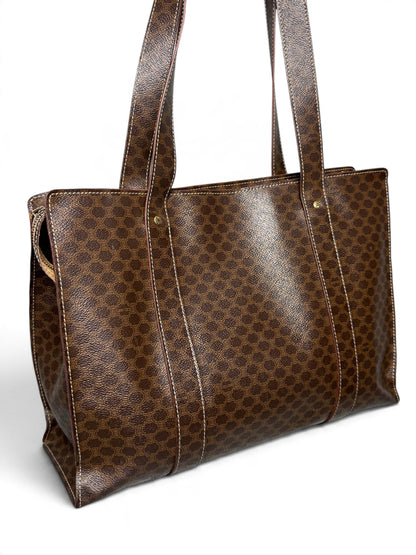 Celine Vintage Brown Macadam Tote Bag