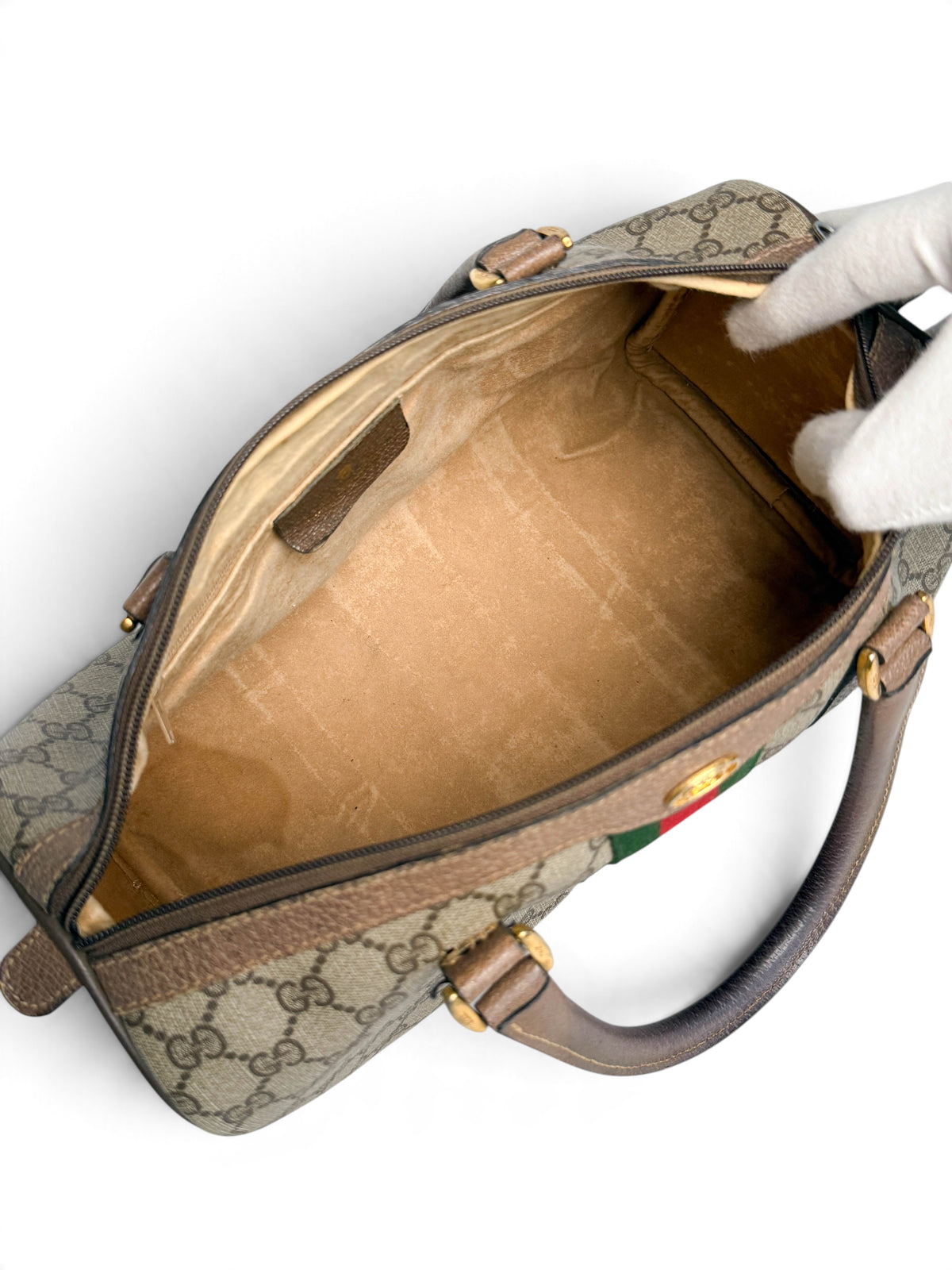 Gucci Vintage 70's Boston Handbag Canvas GG