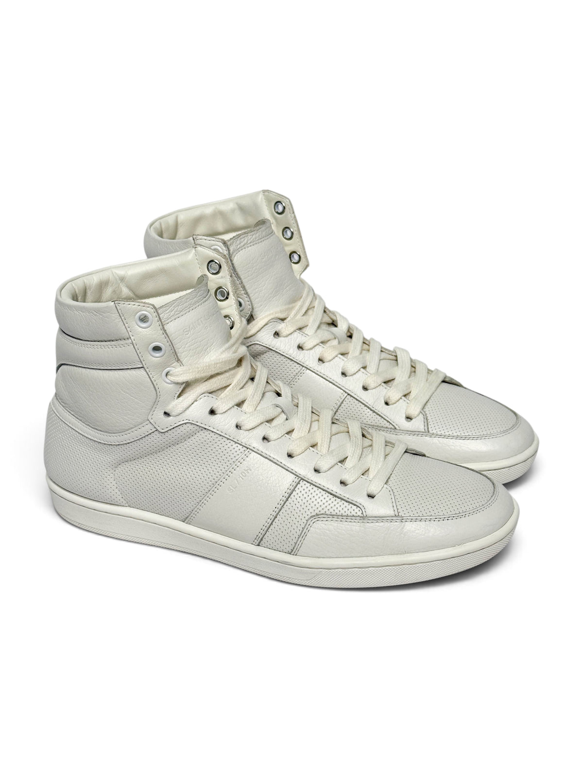 Saint Laurent SL/10H Hightop White Perforated Leather (42)