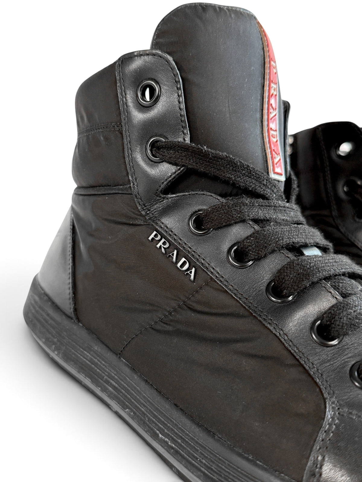 Prada Retro Hightops Black Fabric/Leather (44)