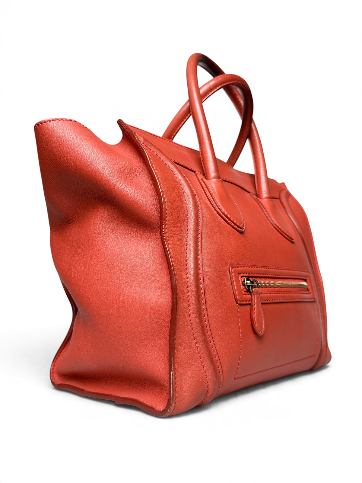 Celine Mini Luggage Leather Handbag Red